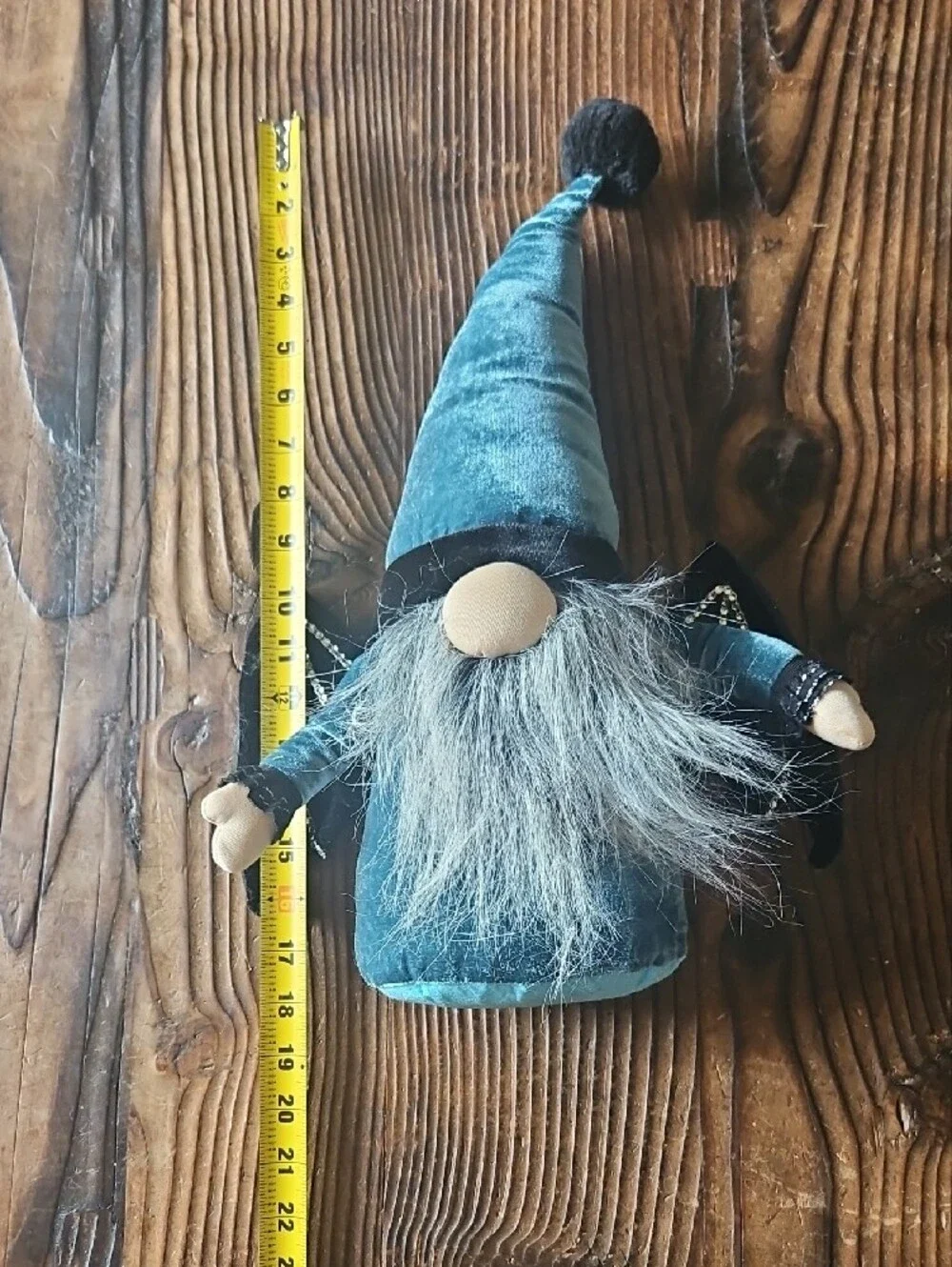 Velvet Teal Bat-Gnome Plush Decor